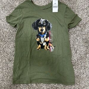 Green Dog Print T-Shirt